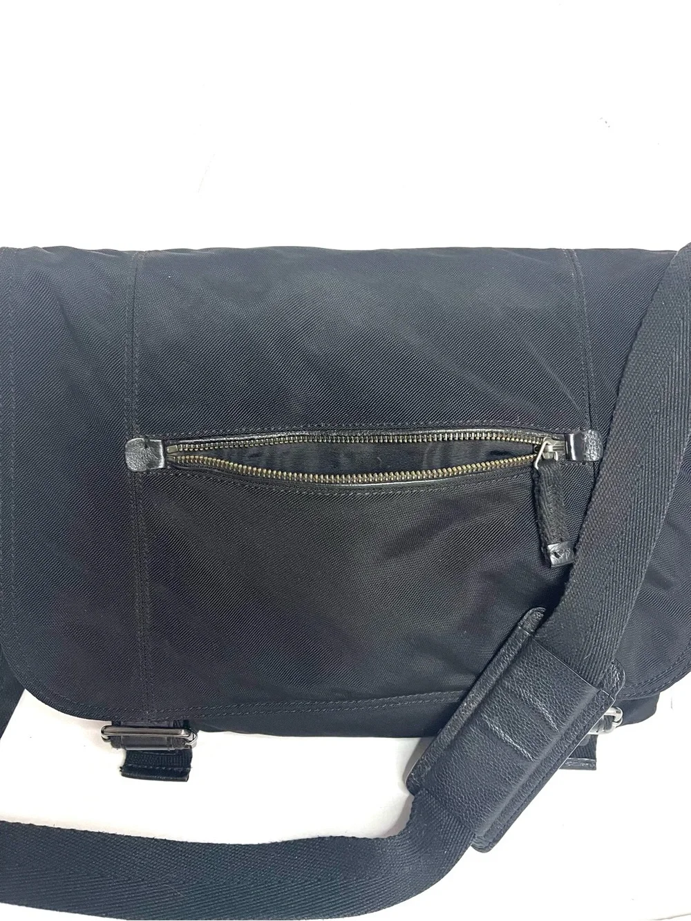 Banana Republic Black Nylon Canvas & Leather Messenger Bag